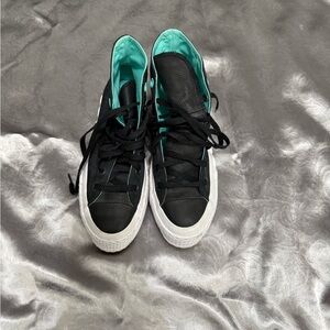 Black and Teal Platform Converse Hightops